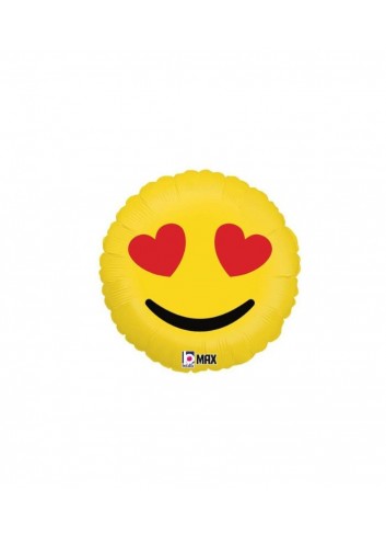 Globo foil emoticono ojos corazónes 45cm.