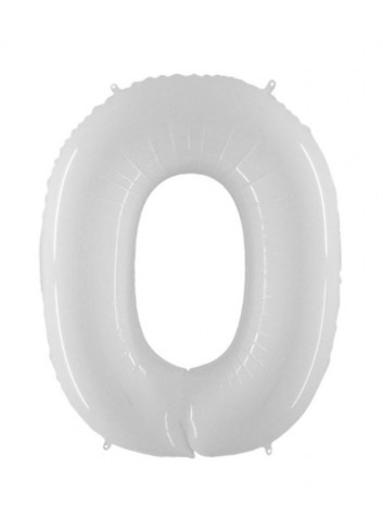 Globo foil número 0 blanco fluorescente
