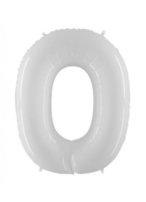 Globo foil número 0 blanco fluorescente