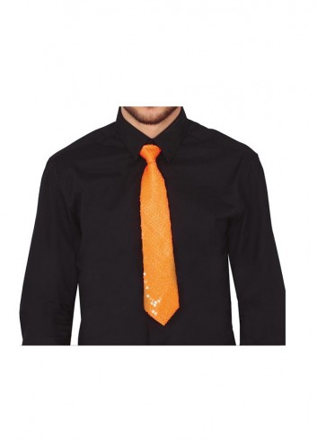 Corbata lentejuelas naranja