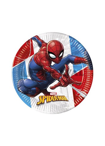 Platos Spiderman compostable 23cm 8ud - Disfraces Ducaval