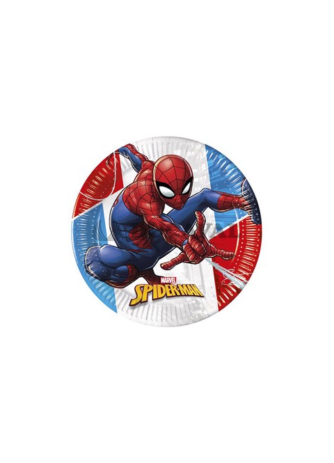 Platos Spiderman compostable 23cm 8ud - Disfraces Ducaval