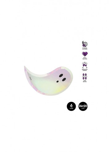 Plato llano cartón fantasma 18x23cm 6ud| Ducaval | Envíos 24/48 horas
