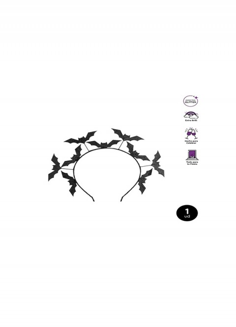 Diadema murciélagos glitter negro| Ducaval | Envíos 24/48 horas
