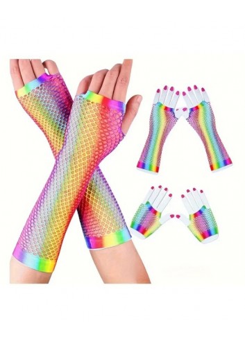 Guantes rejilla multicolor largos