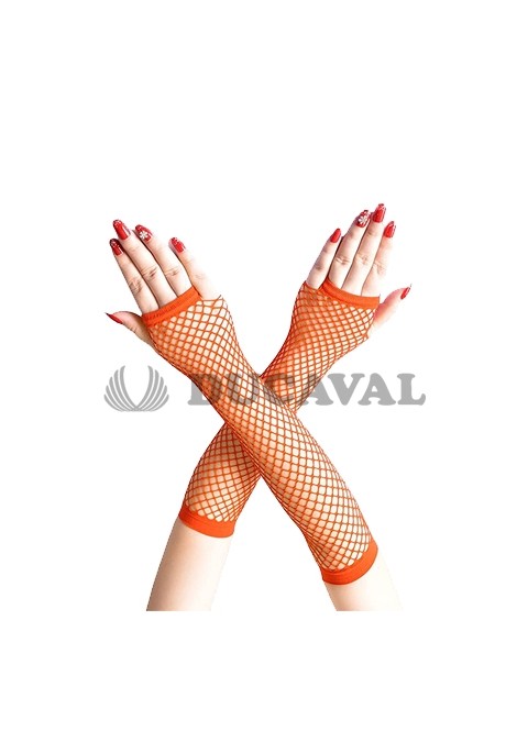 Guantes rejilla naranja largos
