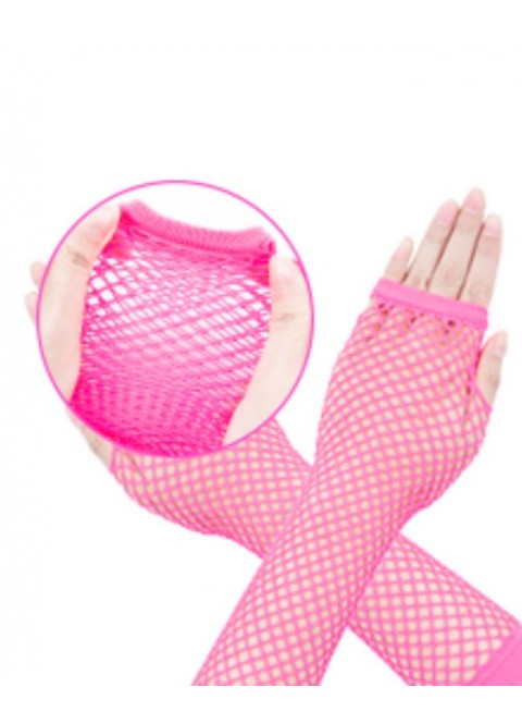 Guantes rejilla rosas  largos