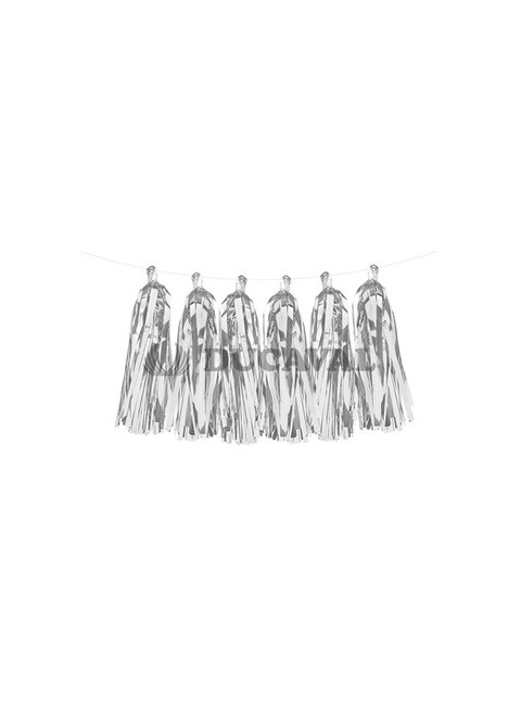 Guirnalda plata pompones - Disfraces Ducaval