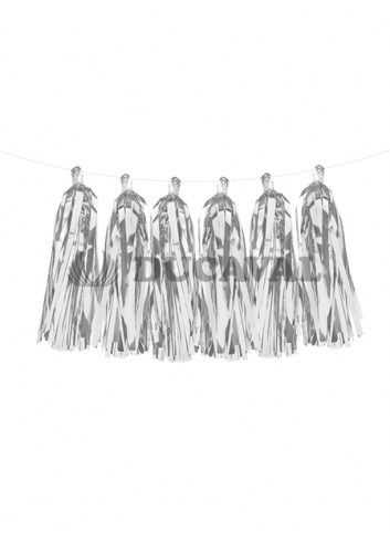 Guirnalda plata pompones - Disfraces Ducaval
