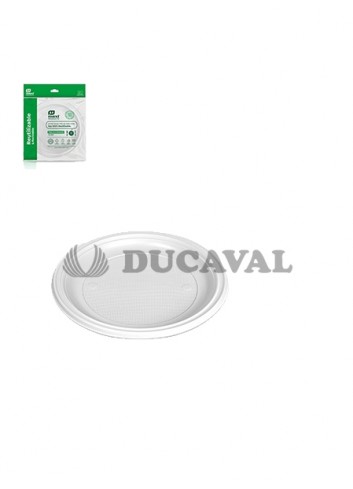 Plato llano blanco 22cm 10und reutilizable.Ducaval Envio 24-48 horas