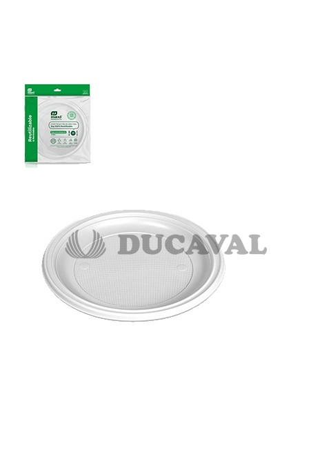 Plato llano blanco 28cm 3und reutilizable.Ducaval 24-48 horas envios