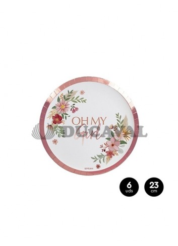 Plato llano cartón OH MY GIRL rosa 23cm 6 unidades.Ducaval envios 24/48 horas