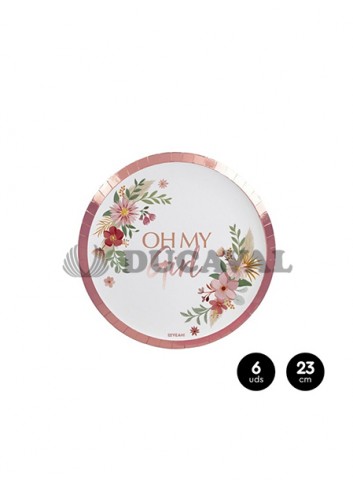 Plato llano cartón OH MY GIRL rosa 23cm 6 unidades.Ducaval envios 24/48 horas