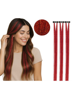 3 mechones 50 cm brillante rojo | Ducaval | Envías 24/48 horas 