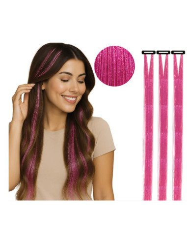3 mechones 50 cm brillante rosa | Ducaval | Envías 24/48 horas 