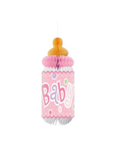 Colgante panal botella biberon rosa 30 cm| Ducaval | Envías 24/48 hor