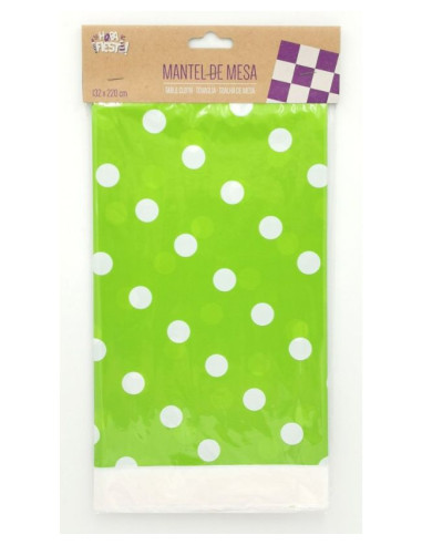 Mantel plástico lunares verde 132x220cm | Ducaval | Envías 24/48 hora