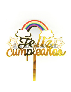 Topper Feliz Cumpleaños arcoiris. | Ducaval | Envías 24/48 horas