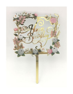 Topper Happy Birthday floral| Ducaval | Envías 24/48 horas 