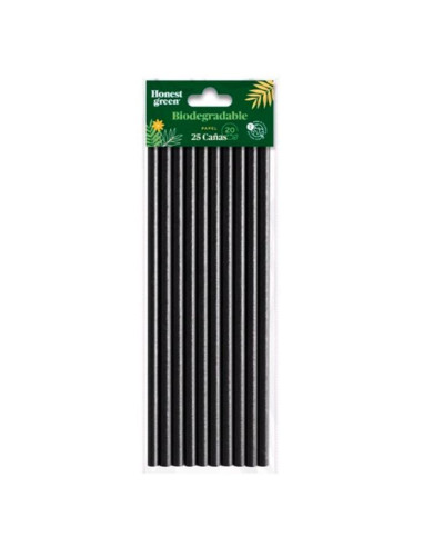 Caña papel bio negra 20cm 25 uds | Ducaval | Envías 24/48h