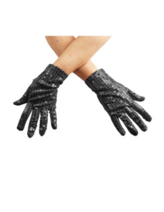 Guantes lentejuelas negros adulto  | Ducaval | Envíos 24/48 horas