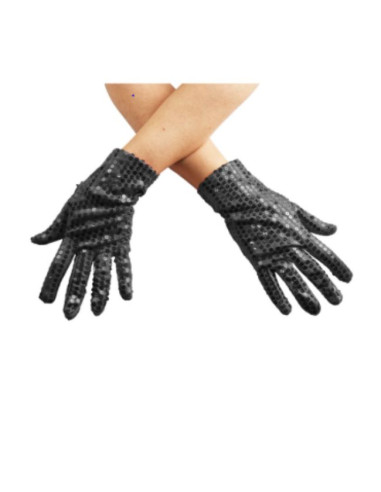 Guantes lentejuelas negros adulto  | Ducaval | Envíos 24/48 horas