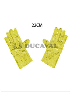 Guantes de lentejuelas dorados adulto (22cm) | Ducaval | Envíos 24/48