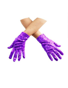 Guantes lentejuelas morados adulto  | Ducaval | Envíos 24/48 horas