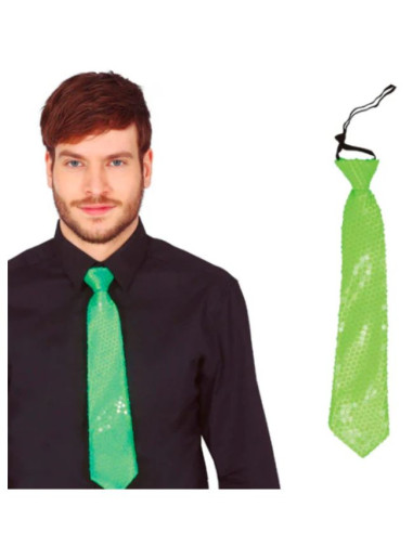 Corbata lentejuelas neon verde | Ducaval | Envíos 24/48 horas