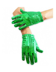 Guantes lentejuelas verde adulto | Ducaval | Envíos 24/48 horas