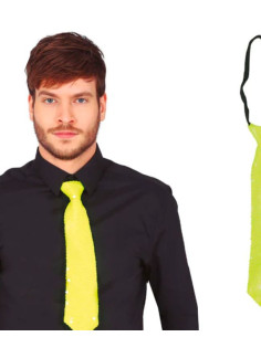 Corbata lentejuelas neon amarillo  | Ducaval | Envíos 24/48 horas