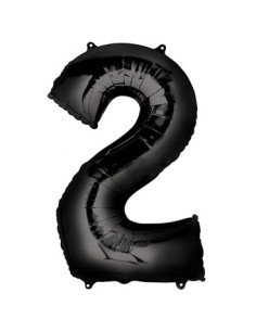 Globo foil número 2 negro 86cm | Ducaval | Envíos 24/48 horas