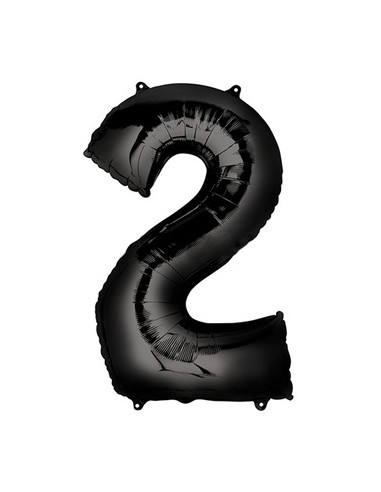 Globo foil número 2 negro 86cm | Ducaval | Envíos 24/48 horas
