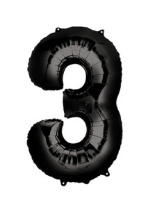 Globo foil número 3 negro 86cm | Ducaval | Envíos 24/48 horas