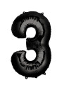 Globo foil número 3 negro 86cm | Ducaval | Envíos 24/48 horas