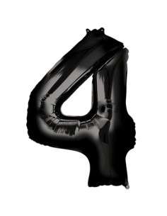 Globo foil número 4 negro 86cm | Ducaval | Envíos 24/48 horas