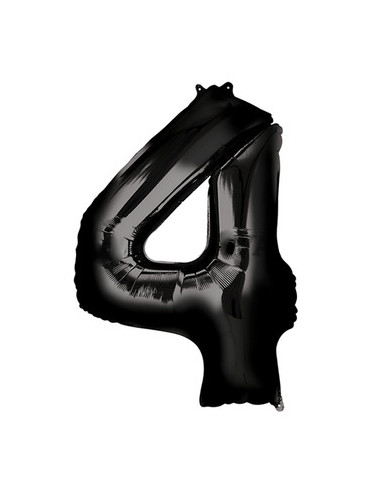 Globo foil número 4 negro 86cm | Ducaval | Envíos 24/48 horas