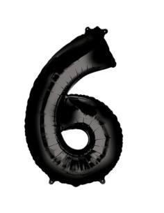 Globo foil número 6 negro 86cm | Ducaval | Envíos 24/48 horas