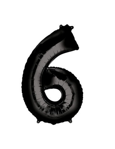 Globo foil número 6 negro 86cm | Ducaval | Envíos 24/48 horas