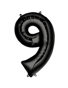 Globo foil número 9 negro 86cm | Ducaval | Envíos 24/48 horas