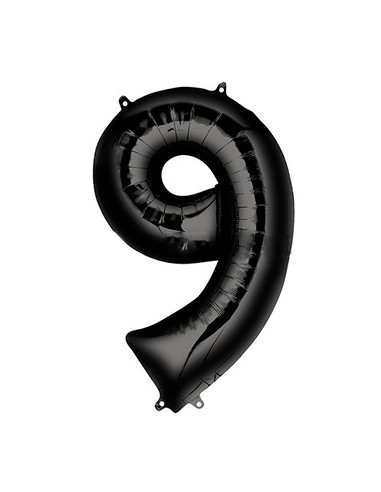 Globo foil número 9 negro 86cm | Ducaval | Envíos 24/48 horas