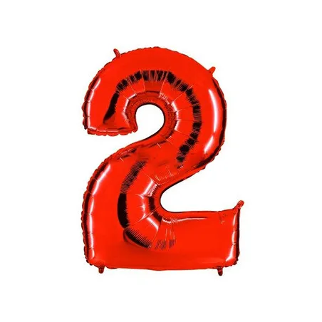 Globo foil número 2 rojo | Ducaval | Envíos 24/48 horas