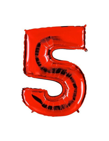 Globo foil número 5 rojo  | Ducaval | Envíos 24/48 horas
