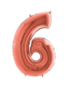 Globo foil número 6 oro rosado  | Ducaval | Envíos 24/48 horas