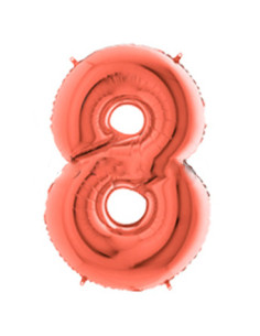 Globo foil número 8 oro rosado  | Ducaval | Envíos 24/48 horas