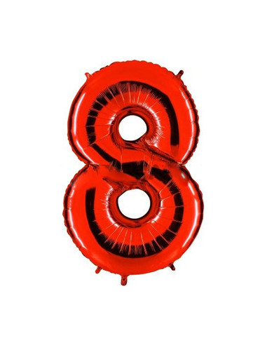 Globo foil número 8 rojo  | Ducaval | Envíos 24/48 horas