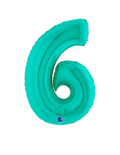 Globo número 6 poliamida color tiffany  | Ducaval | Envías 24/48 hora