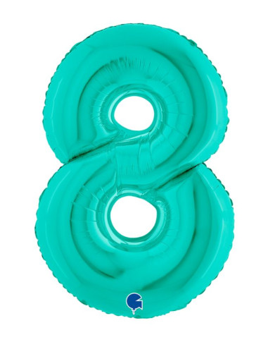 Globo número 8 poliamida color tiffany 40" | Ducaval | Envíos 24/48 h
