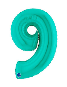 Globo número 9 poliamida color tiffany 40" | Ducaval | Envíos 24/48 h