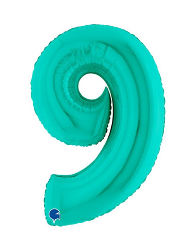 Globo número 9 poliamida color tiffany 40" | Ducaval | Envíos 24/48 h